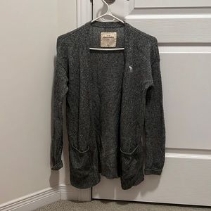 A&F kids grey knit long cardigan in XL
